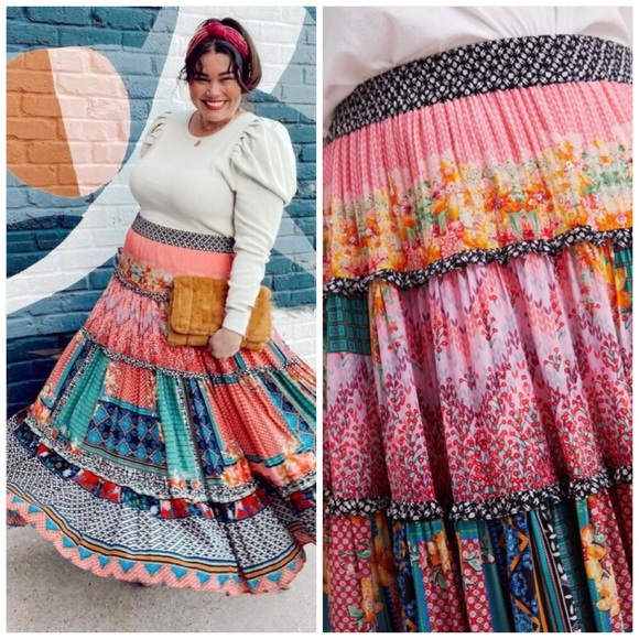 NWT ANTHROPOLOGIE BHANUNI BY JYOTI CELINA TIERED MAXI SKIRT - Picture 11 of 16